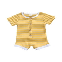 Canrulo Unise Baby Girl Boy Jumpsin Romper Casual Still Striped Bodysuit Ljetna odjeća Žute pruge 6- mjeseci