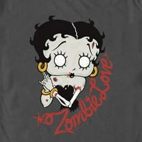Muški Betty Boop Valentinovo Zombi Love Graphic TEE CHARCOAL Veliki