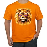 Lav sa sunčanim naočalama životinjski ljubavnik Muška grafička majica, narandžasta, 3xl