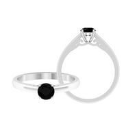 Okrugli rez crni olikaire prsten, solitaire crni i zlatni prsten, decembar pincentski prsten, crni bombilni