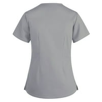 Folure Ženske vrhove Žene Solid Boja Cvjetni ispis Ležerne majica s kratkim rukavima V-izrez The Top bluza