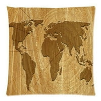Retro World Mapa na drvenim površinskim patentnim zatvaračem za bacanje jastuka za jastuk CASS CASE