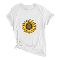 Lovskoo Ljetni vrhovi za žene Trendi bluze s kratkim rukavima cvjetni tiskani plus veličina okrugla