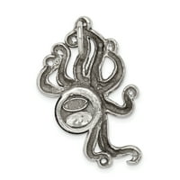 Carat u karatsu sterling srebrna antikvud teksturirana hobotnica sa crvenim kamenim lančanim klizačem