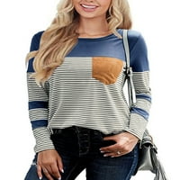 Niuer jesen zimska ženska posadna majica majica dugih rukava Tunnic TOP Ležerne prilike blok za patchwork Džep bluza pulover
