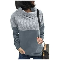 FOPP prodavač ženski džemper čvrsta boja patchwork rever dugme dugih rukava pulover džemper siv l