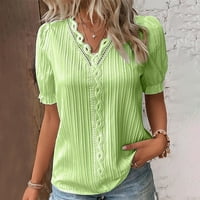 Ljetne vruće košulje za žene Ljeto Ženska čipka V-izreza Ispisuje nepravilno rufffle ležerne majice