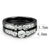 Par prstenova ženki crni nehrđajući čelik mali okrugli cz CZ Vjenčani prsten set muške veze veličine