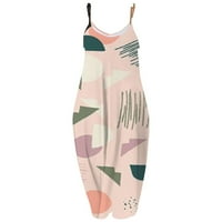 Ženska haljina 3D digitalni print Multi Color Bowight bez rukava Dugi haljina Ležerne prilike na plaži