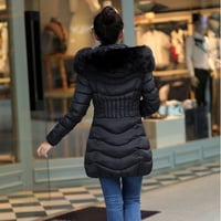 Modna zimska ženska jakna Topli pamučni tanak kaput parka rovova, crna