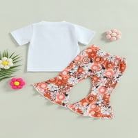 Qinghua novorođenčad dječja djevojka Groovity Wild Cvjetni majica TOP FLARD HLAČE Ljetna odjeća bijela