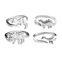 Yubnlvae prstenovi Pribor Silver Cute Ringbest Dinosaur poklonDaning Prsten Podesiva ljubav Srebrna