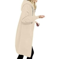 Jesen zimski kaputi za žene otvorene prednje odjeće sa kapuljačom sa zatvaračem sa kapuljačom sa kaputima