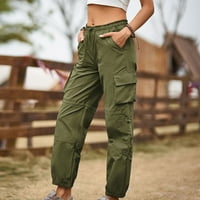 Ženske hlače Parachute nacrtač elastični struk ruched baggy teret višestruki džepovi jogger hlače za