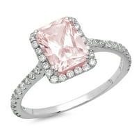 1.86ct smaragdni rez ružičasti simulirani dijamant 14k bijelo zlato Angažovanje halo prstena veličine