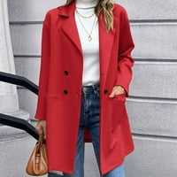 Blazer jakne za žene Ležerne prilike sa čvrstim bojama Džepne kapuljaču dugi rukav dvostruki grudi toplim