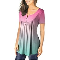 Clearsance Ljetni vrhovi za žene Trendy V-izrez Casure Peplum Solid Wople Wose Slobodne bluze kratkih