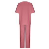 Ženske ljetne odjeće Ležerne prilike poluljeve boje i elastične struke Široke hlače za noge sa dnevnim boravke sa džepovima vruća ružičasta 4xl