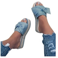 ZTTD Womens Flip-Flops casual sandale Bowknot platnene papuče Ležerne cipele s ravnim plažom