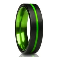 Zeleni volframovi prsten, zeleni vjenčani prsten, zaručni prsten, unispor prsten, obljetni prsten, udobnost