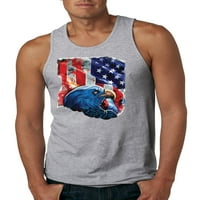 Patriotski orlov američka zastava Americana American Pride MENS grafički tenk, Heather Grey, 3xl