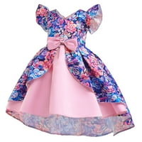 Rovga Toddler Girl Haljines Child Flyne rukava za haljinu za rođendan Dječji cvjetni printoni Bowknot