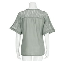 Plus veličine za žene ženski V-izrez kratki rukav, čvrste dame bluze ljetne majice za žene zelene m