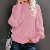 Wyongtao ženske ležerne pulover dugih rukava s pulover s dugim rukavima, ružičasti XXL