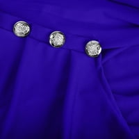 CETHRIO Formalne haljine za žene čvrste slim dugih rukava ljeto i pad plave haljina veličine l