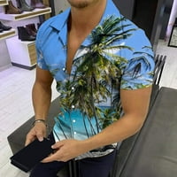 CLLIOS muški ljetni boho tisak na vrhu casual gumba down majica s kratkim rukavima modna plaža hipi hipi bluza