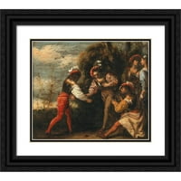 Pietro della Vecchia crnarna Ornate Wood Framed Double Matted Museum Art Print Naslijed: Warriors Playing