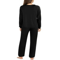 Ženske plus veličina pidžama postavila je noćna rukava za spavanje s dugim rukavima Soft PJS salon sa džepovima PJS