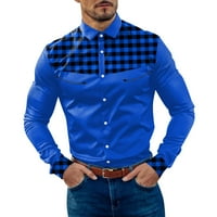 MAN bluza Ljetna moda zgodna muška muška moda casual plairana boja blokiranje boja rever gumb s dugim