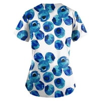Ženski bluze Grafički printira kratki rukav Radna odjeća Žene TEE V-izrez Ljetni vrhovi plava 5xl