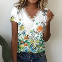 Strugten majice kratkih rukava za žene Slatke tinejdžerske masene bluze Modni čipka Petwork Basic Tops