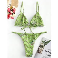 Ženski bandeau zavoj bikini set push-up brazilski kupaći kostimi za plažu kupaći kostim zeleni + s
