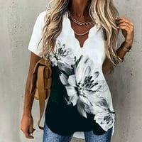 GUZOM WOMENS Ljetni vrhovi klirens- casual bluza trendy tiskani kratki rukav V izrez Elegantne košulje