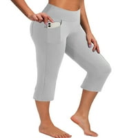 Lilylll Womens Sport Fitness Workout Trčanje mršave gamaše obrezane kafe hlače
