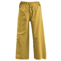 Durtebeua Plus size za crtanje traper kapri hlače casual pantalone za žene žute