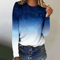 PosiJego Košulje za žene Ped casual crewneck dugi rukav pulover Love Print Boide Split Tanki bluze (svijetlo