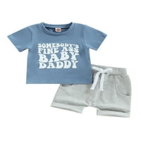 Gwiyeopda Toddler Boys Ljetna odjeća Dječji majica kratkih rukava Tors i kratke hlače Outfit set