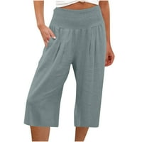 Buigttklop ženske plus veličine labave hlače sa širokim nogama visoke struke ravne hlače casual pantalone