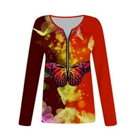 Majica kratkih rukava Ženska modna casual koso ovratnik duhovicu leptira od majica s dugim rukavima Top Fragarn