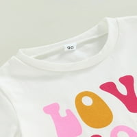 Peyakidsaa Toddler Kid Girls Odjeća Set Dise, pisma kratkih rukava Ispis majica na vrhu bljeskalice
