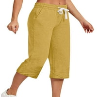 Abtel žene visoke struk ravne noge Capri hlače udobne kaprise pantalone dame baggy za odmor narandžasta