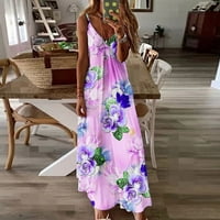 Zunfeo ljetne haljine za odmor - rukavac bez rukava na plaži Camisole cvjetni otisak majčin dan poklon