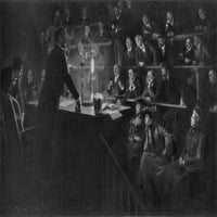 Pierre Curie. Nfrench fizičar i hemičar. Pierre Curie predavanje na radijumu na Sorbonu u Parizu. Crtanje, 1903, Andre