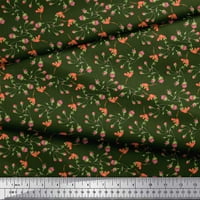 Soimoi Zelena pamučna kambrična tkaninska tkaninska odlazi i pupoljci cvjetni otisnuta tkanina od tiskane