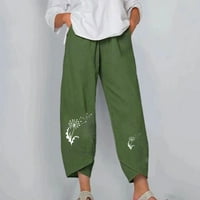 Farstey pomenski dan danas ženske pamučne pantalone Ležerne maslačke grafičke pantalone za plažu Elastični