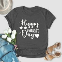 Dnevni majice Amidoa Majice Ženske košulje Ljetna posada Mama Top majki Dan Day Days Love Heart uzorak